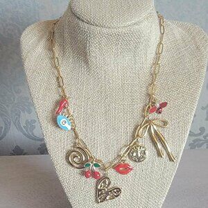 Gold Tone Fun Charm Necklace